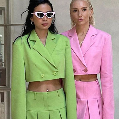 TWILL LAPEL CROPPED JACKET