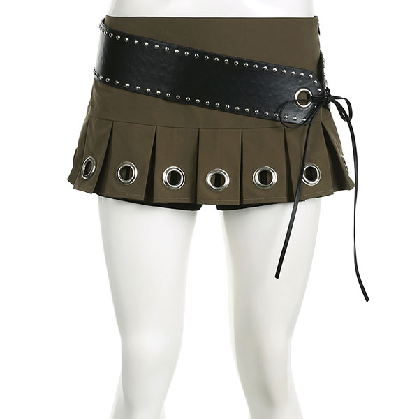 EYELET PLEATS SKIRT