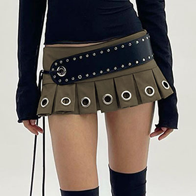 EYELET PLEATS SKIRT