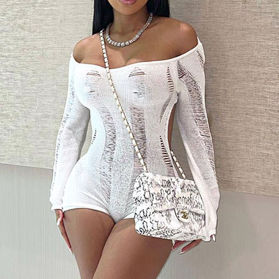 DAMAGE OPEN BACK ROMPERS