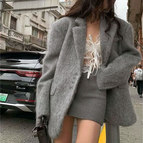 SHAGGY LAPEL JACKET