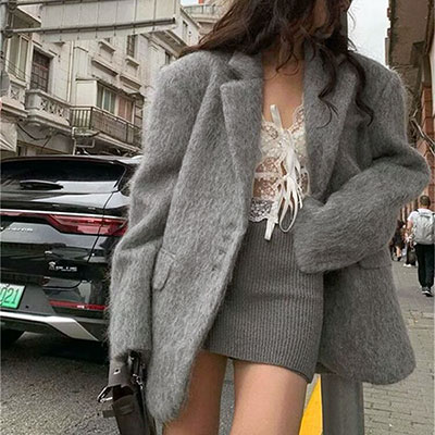 SHAGGY LAPEL JACKET
