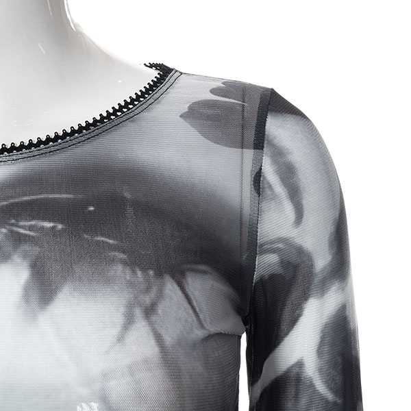 TRUMPET SLEEVE SHEER TOP