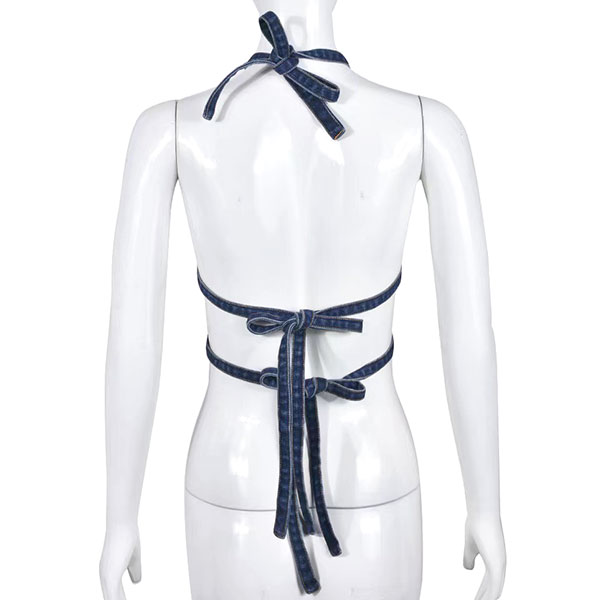 CROSS STUDS DENIM BUSTIER