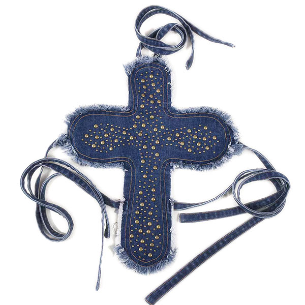 CROSS STUDS DENIM BUSTIER