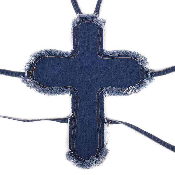 CROSS STUDS DENIM BUSTIER
