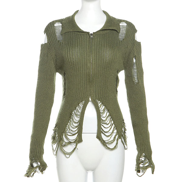 DAMAGE ZIP KNIT
