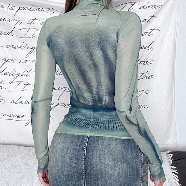 KNIT PRINT SHEER TOP