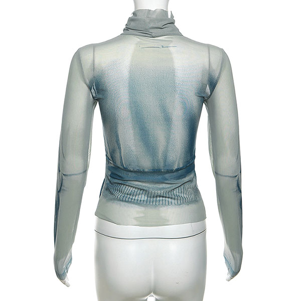 KNIT PRINT SHEER TOP