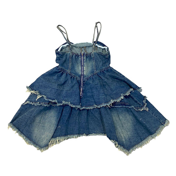 FRINGE FRILL DENIM ONEPIECE