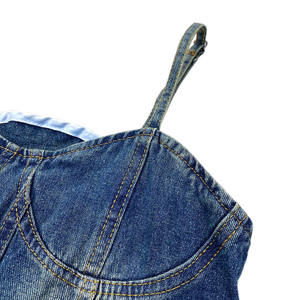 FRINGE FRILL DENIM ONEPIECE