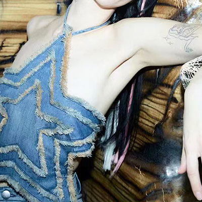 BACKLESS DENIM TIE SCARF