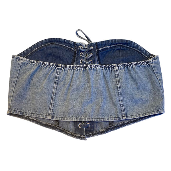 LACE UP DENIM BARE TOP