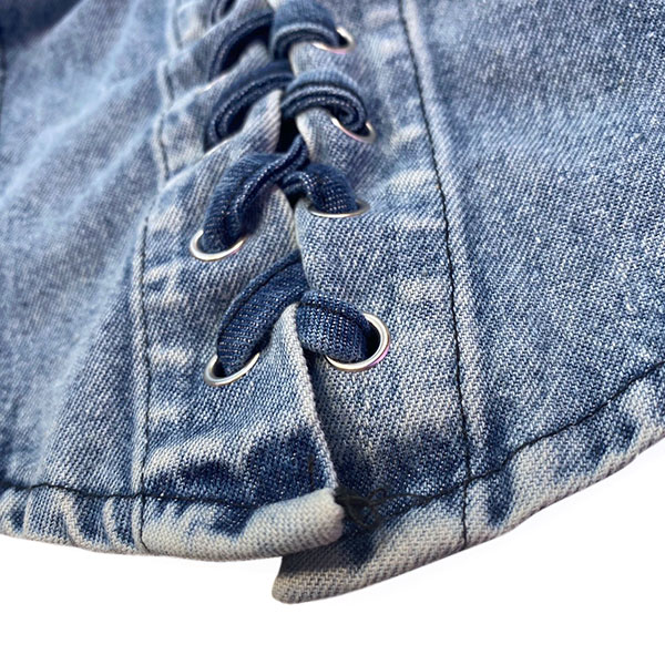 LACE UP DENIM BARE TOP
