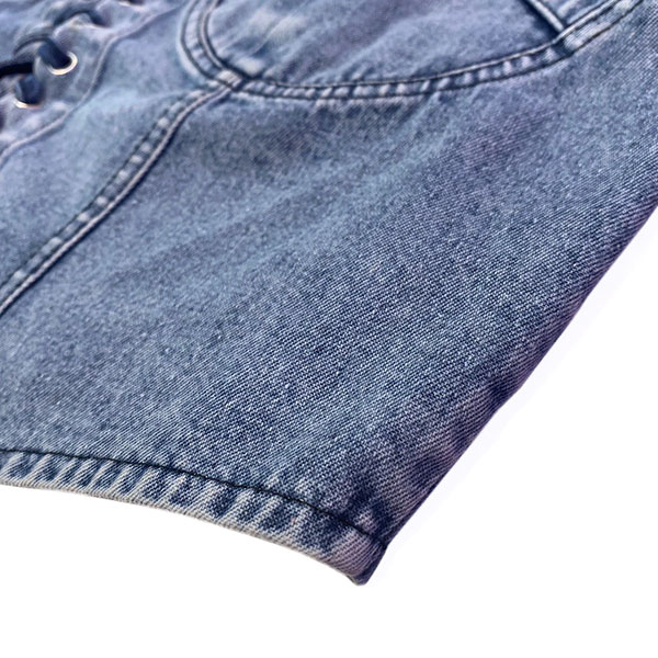 LACE UP DENIM BARE TOP
