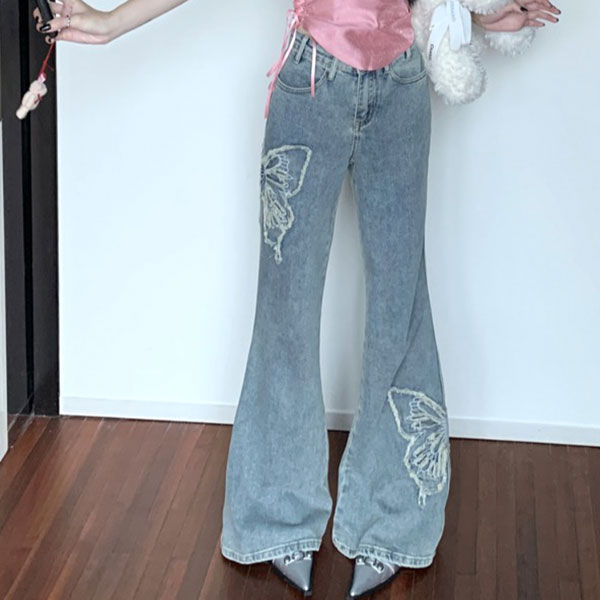 BUTTERFLY FLARE DENIM PANTS