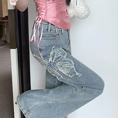 BUTTERFLY FLARE DENIM PANTS