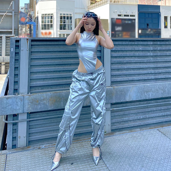 METALLIC LINE PANTS