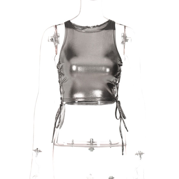 METALLIC LACE UP TANKTOP