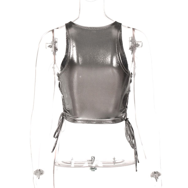 METALLIC LACE UP TANKTOP