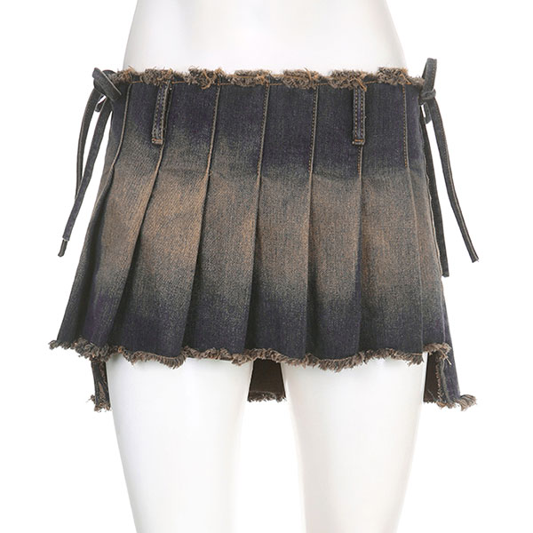DENIM PLEATS SKIRT