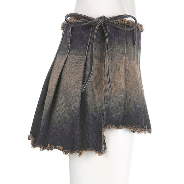DENIM PLEATS SKIRT