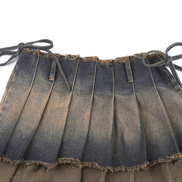 DENIM PLEATS SKIRT
