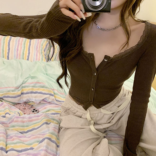 LACE RIB CARDIGAN