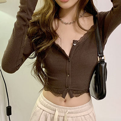 LACE RIB CARDIGAN