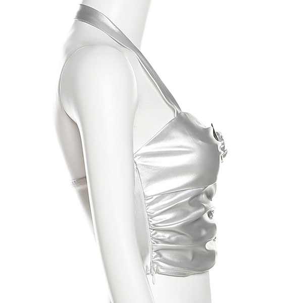 METALLIC BUCKLE HALTER NECK