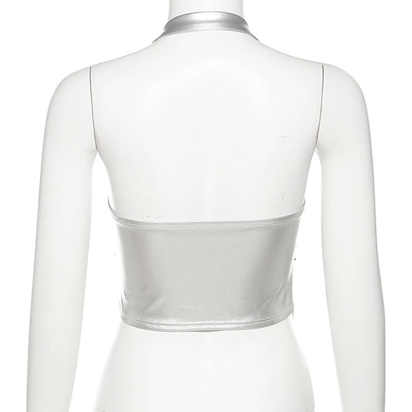 METALLIC BUCKLE HALTER NECK