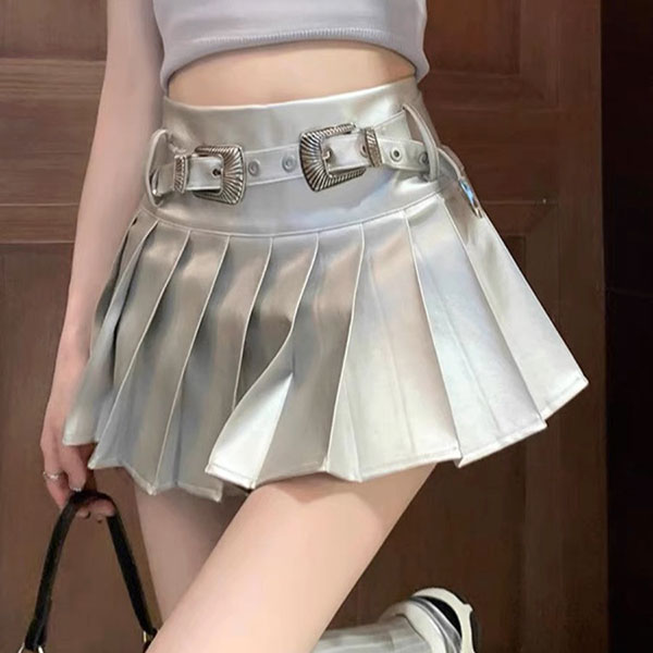 METALLIC PLEATS SKIRT