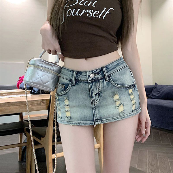 LOW WAIST DENIM MINI SKIRT