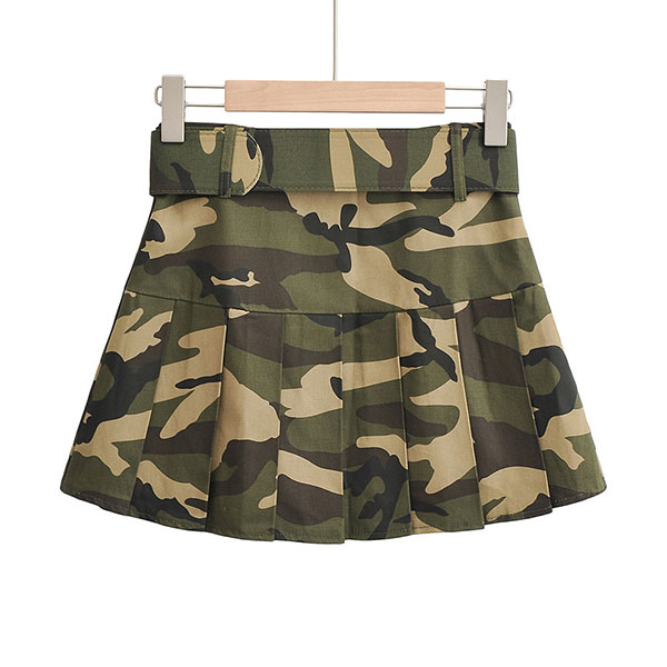 CAMO PLEATS SKIRT
