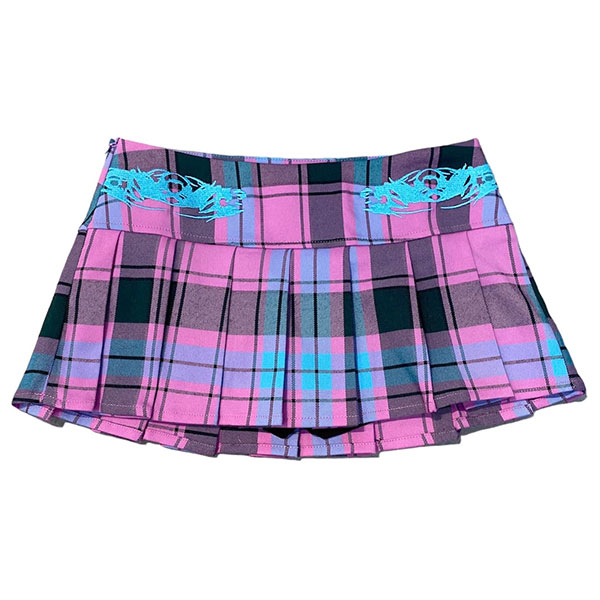 TRIBAL CHECK PLEATS SKIRT