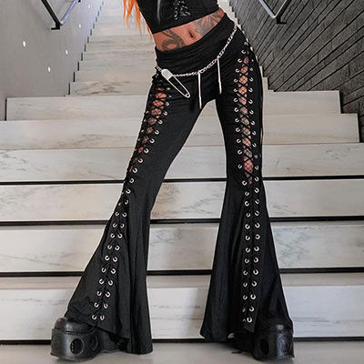 LACE UP FLARE PANTS