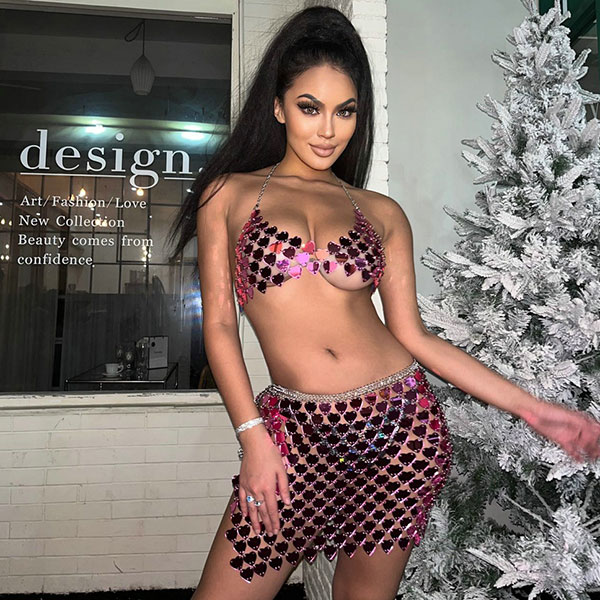 HEART SEQUINS BRA TOP