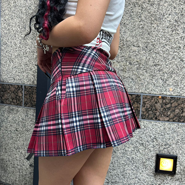 TARTAN CHECK PLEATS SKIRT