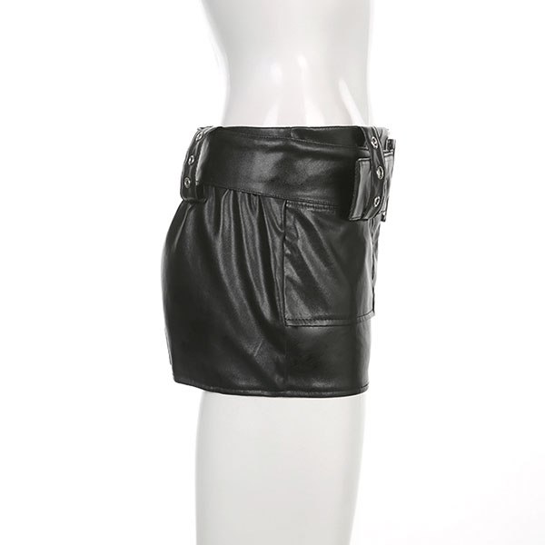 WIDE BELT ECO LEATHER SKIRT