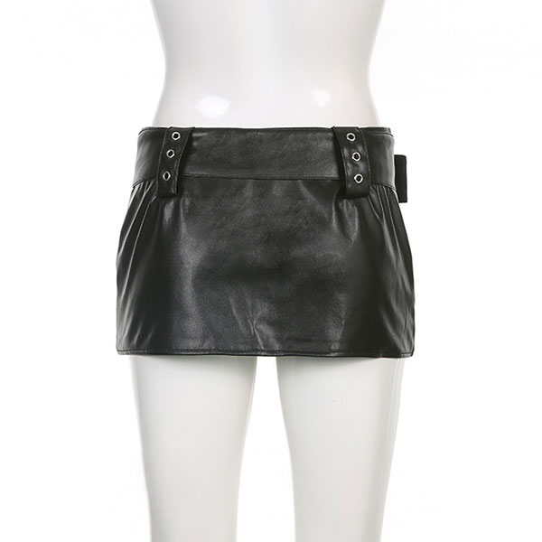 WIDE BELT ECO LEATHER SKIRT