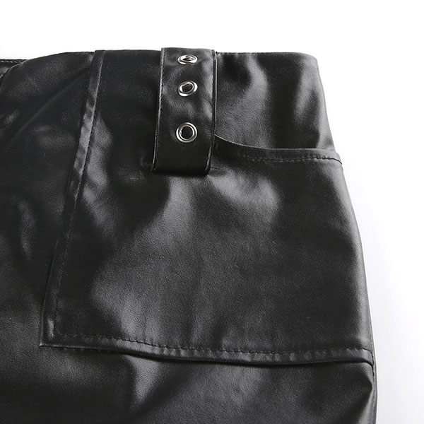 WIDE BELT ECO LEATHER SKIRT