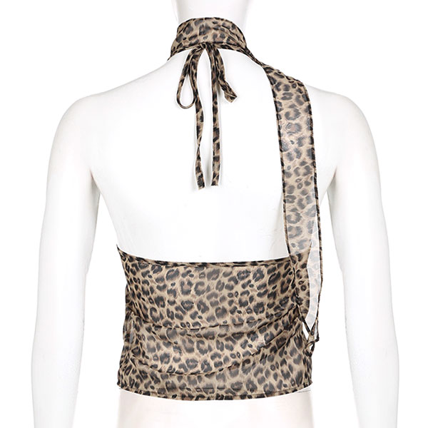 LEOPARD FRILL HALTER NECK