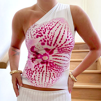 FLOWER ONE SHOULDER