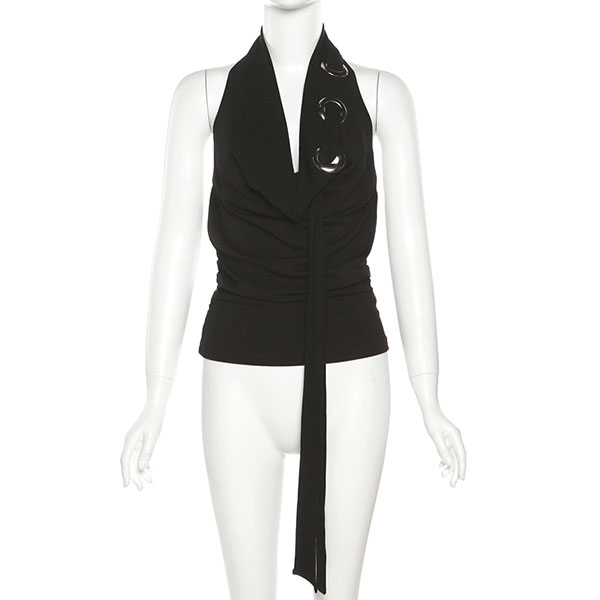 BIG EYELET HALTER NECK