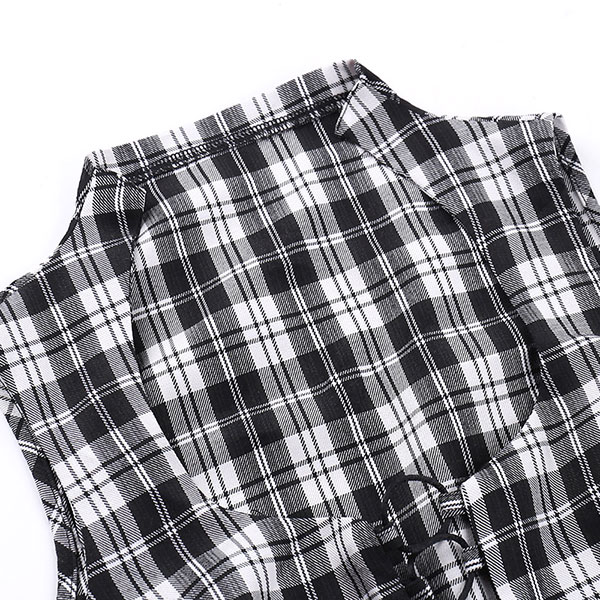 LACE UP CHECK VEST
