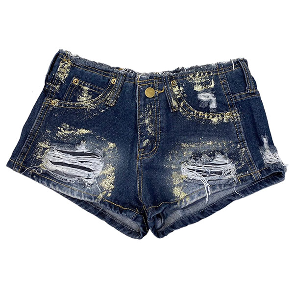 DAMAGE DENIM SHORTS