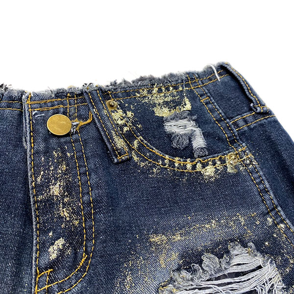 DAMAGE DENIM SHORTS