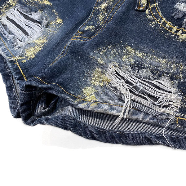 DAMAGE DENIM SHORTS