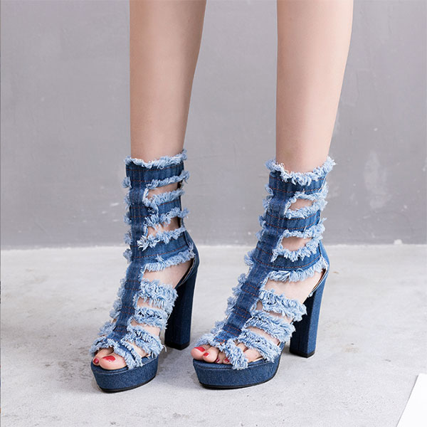 HOLLOW DENIM SANDAL