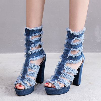HOLLOW DENIM SANDAL